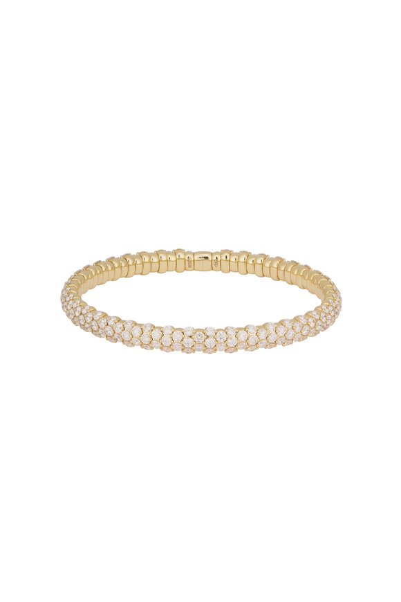 ZYDO 18k Yellow Gold Slim Diamond Stretch Bracelet - view 1