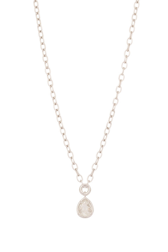 Sutra 18k White Gold Pear Shape Diamond Necklace - view 2