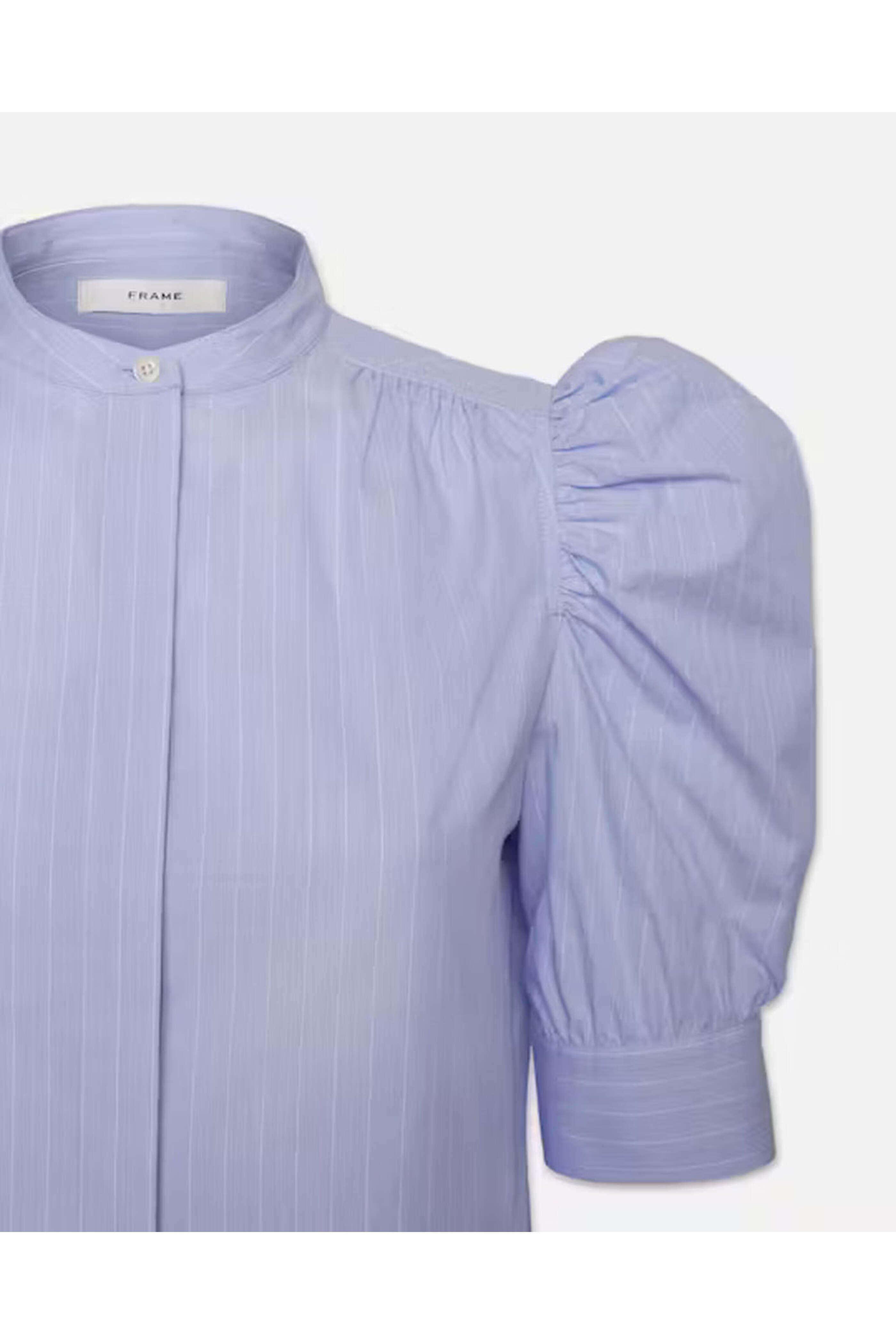 Frame - Chambray Blue Ruched Puff Sleeve Shirt