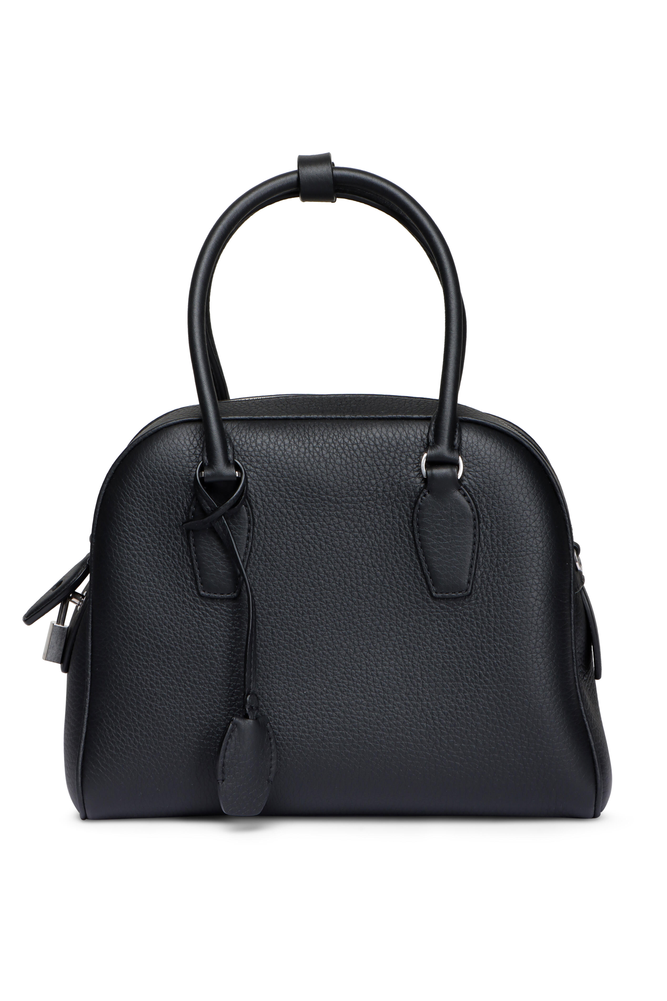 The Row - India 10.00 Black Leather Top Handle Bag