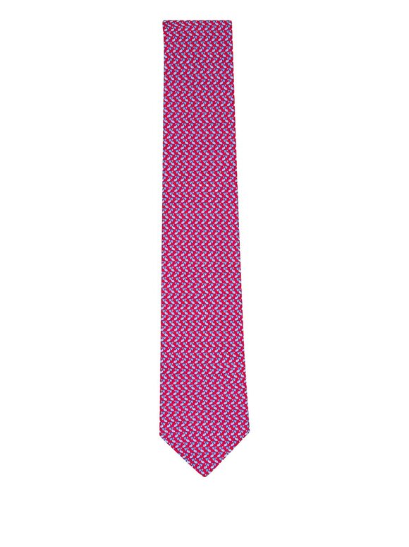 Ferragamo Red Pelican Print Silk Necktie - view 3