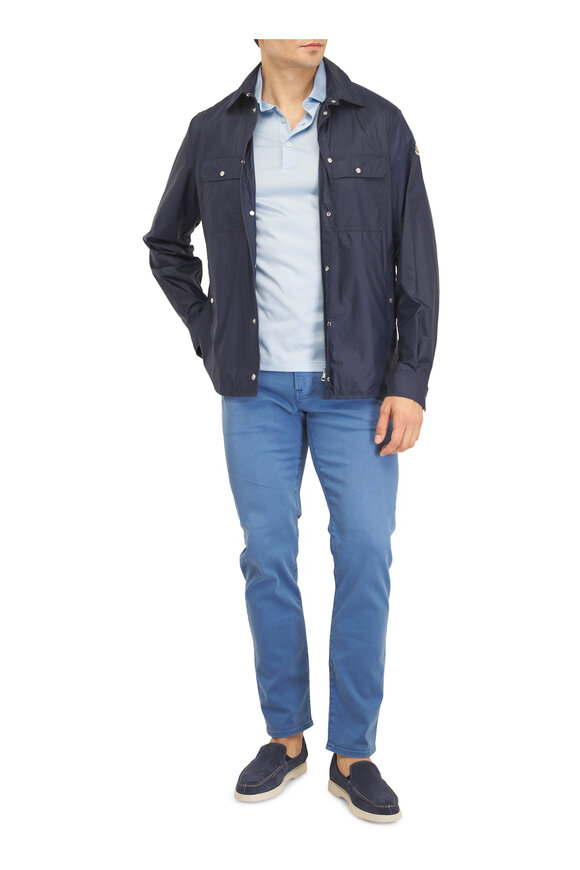 Moncler Navy Blue Ripstop Snap-Front Shacket - view 2