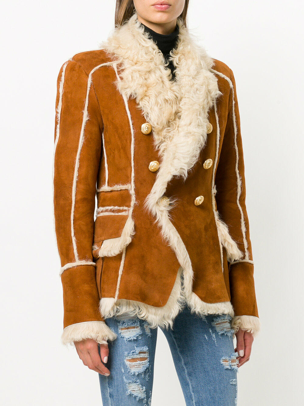 Balmain - Luggage Brown Shearling Jacket