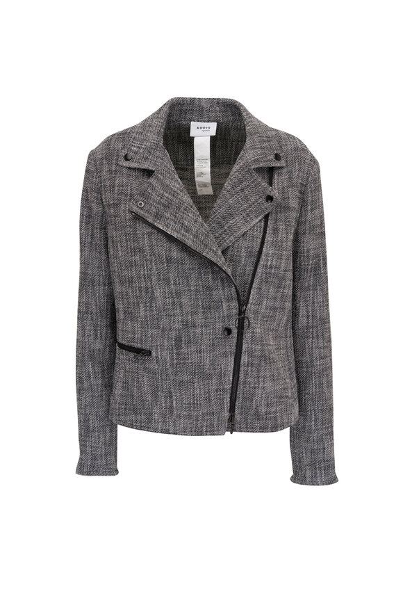 Akris Punto - Black & Cream Cotton Stretch Tweed Jacket