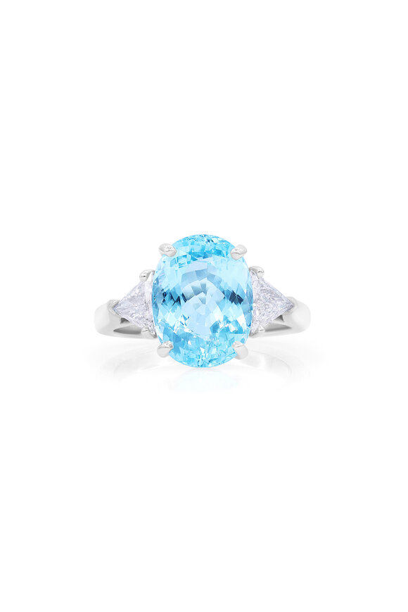 Oscar Heyman Platinum Brazilian Paraiba & Diamond Ring 