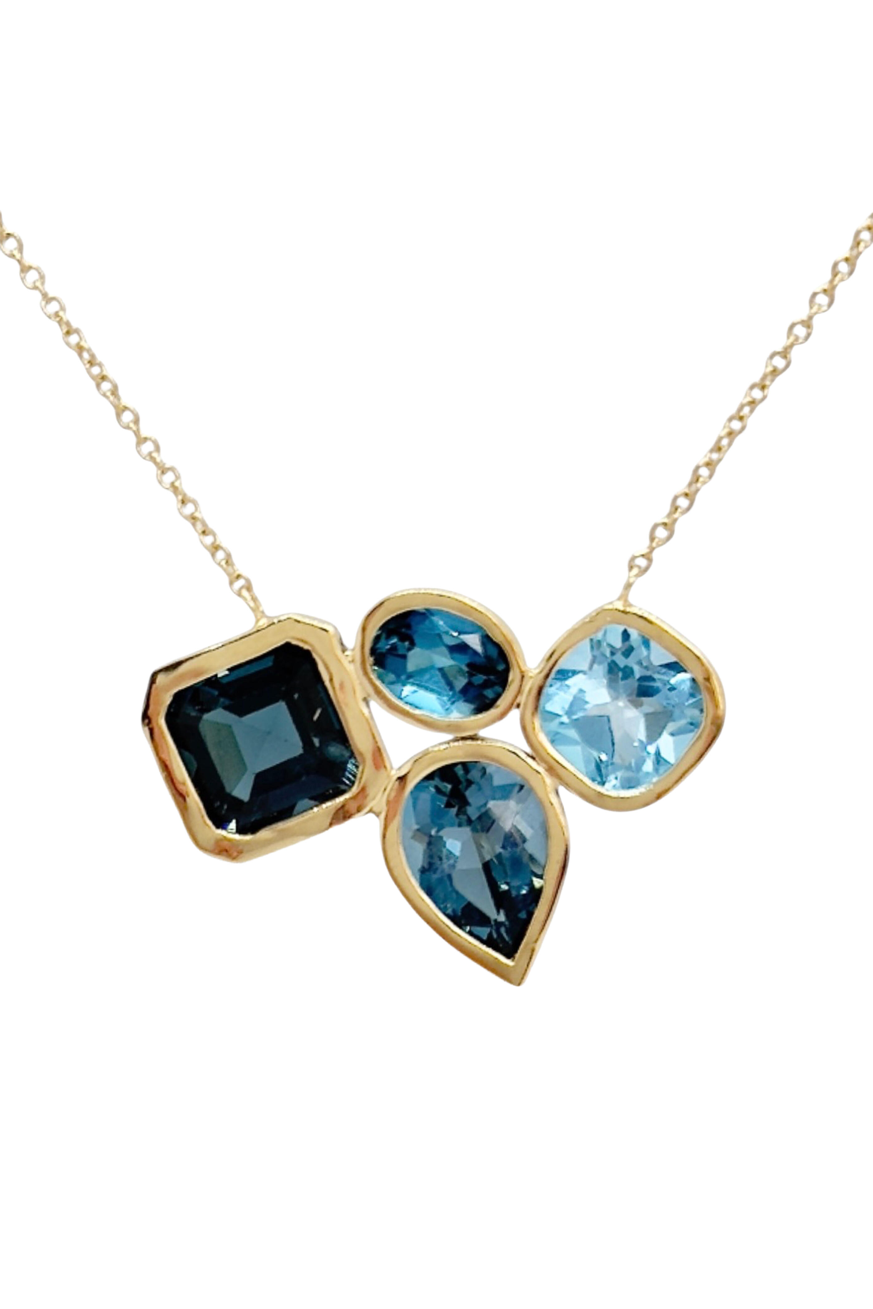 Leslie Paige - 14k Yellow Gold Topaz Four Stone Cluster Necklace