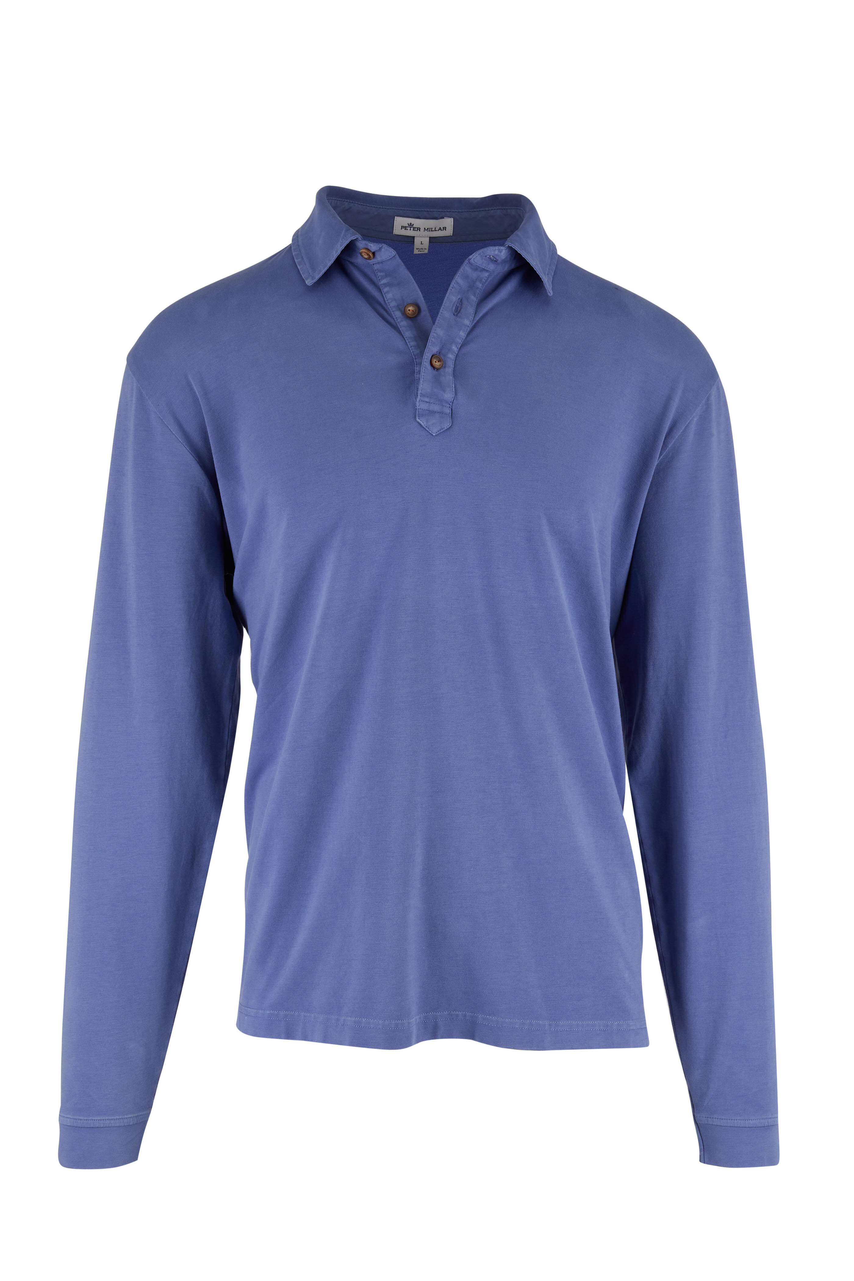 Peter Millar - Lava Wash Blue Long Sleeve Polo | Mitchell Stores