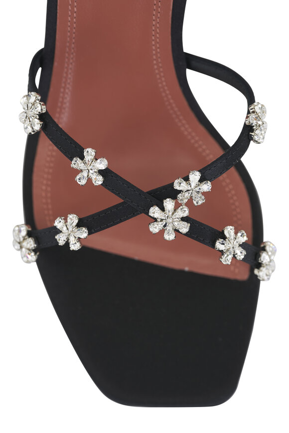 Amina Muaddi - Lily Black Stain Crisscross Sandal, 70 mm