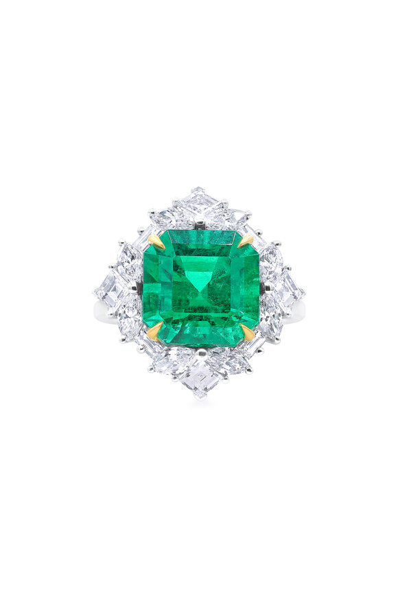 Oscar Heyman 22k Gold & Platinum Emerald Diamond Ring