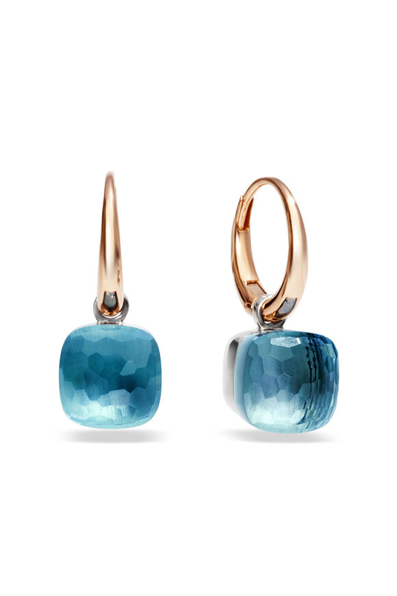 Pomellato 18k Rose Gold Nudo Blue Topaz Dangle Earring - view 2