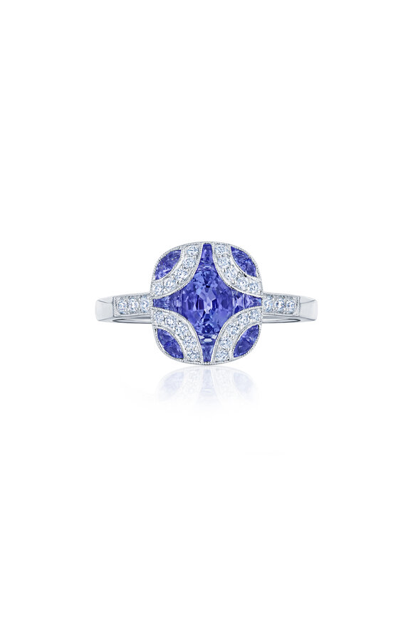 Kwiat 18k White Gold Argyle Sapphire & Diamond Ring