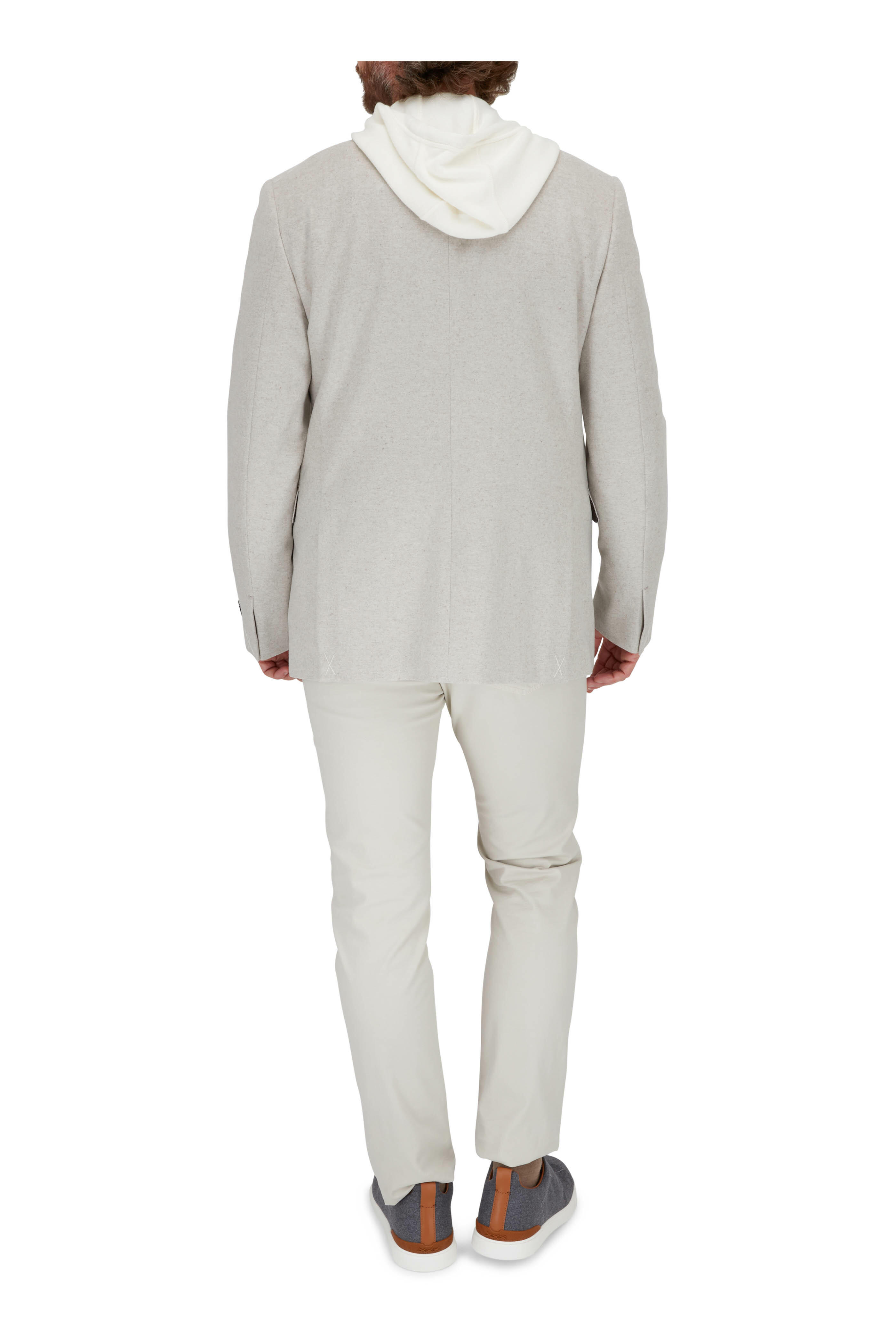 Zegna drawstring cashmere hoodie - White