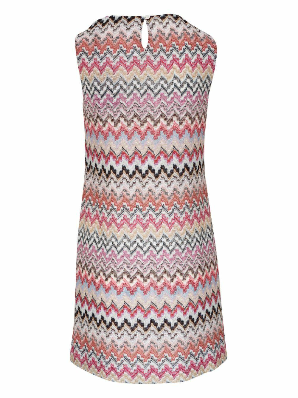 Missoni - Wavy Zig-Zag Pink & White Raschel Mini Dress