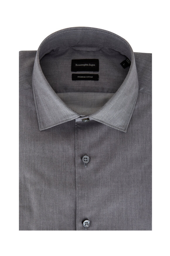 Zegna - Light Gray Premium Cotton Sport Shirt | Mitchell Stores