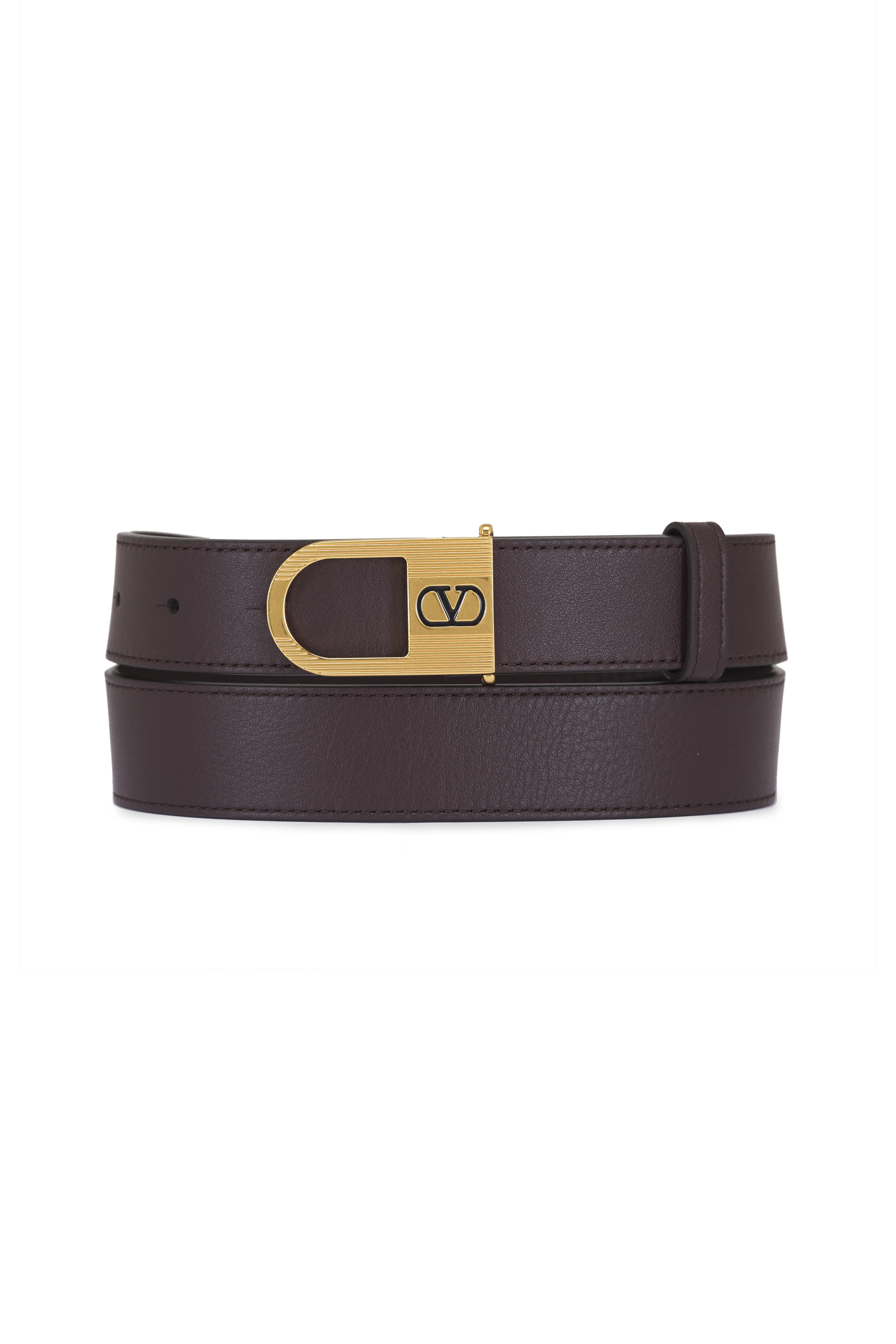 Valentino Garavani - VLogo Signature Oak Brown Leather Belt, 30mm