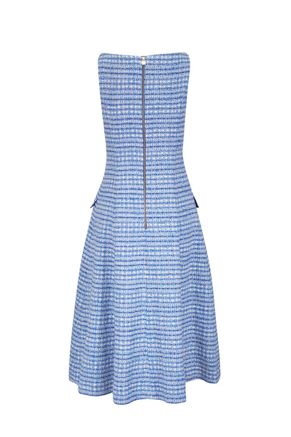 Carolina Herrera Blue Multicolor Tweed Sleeveless A-Line Dress - view 5