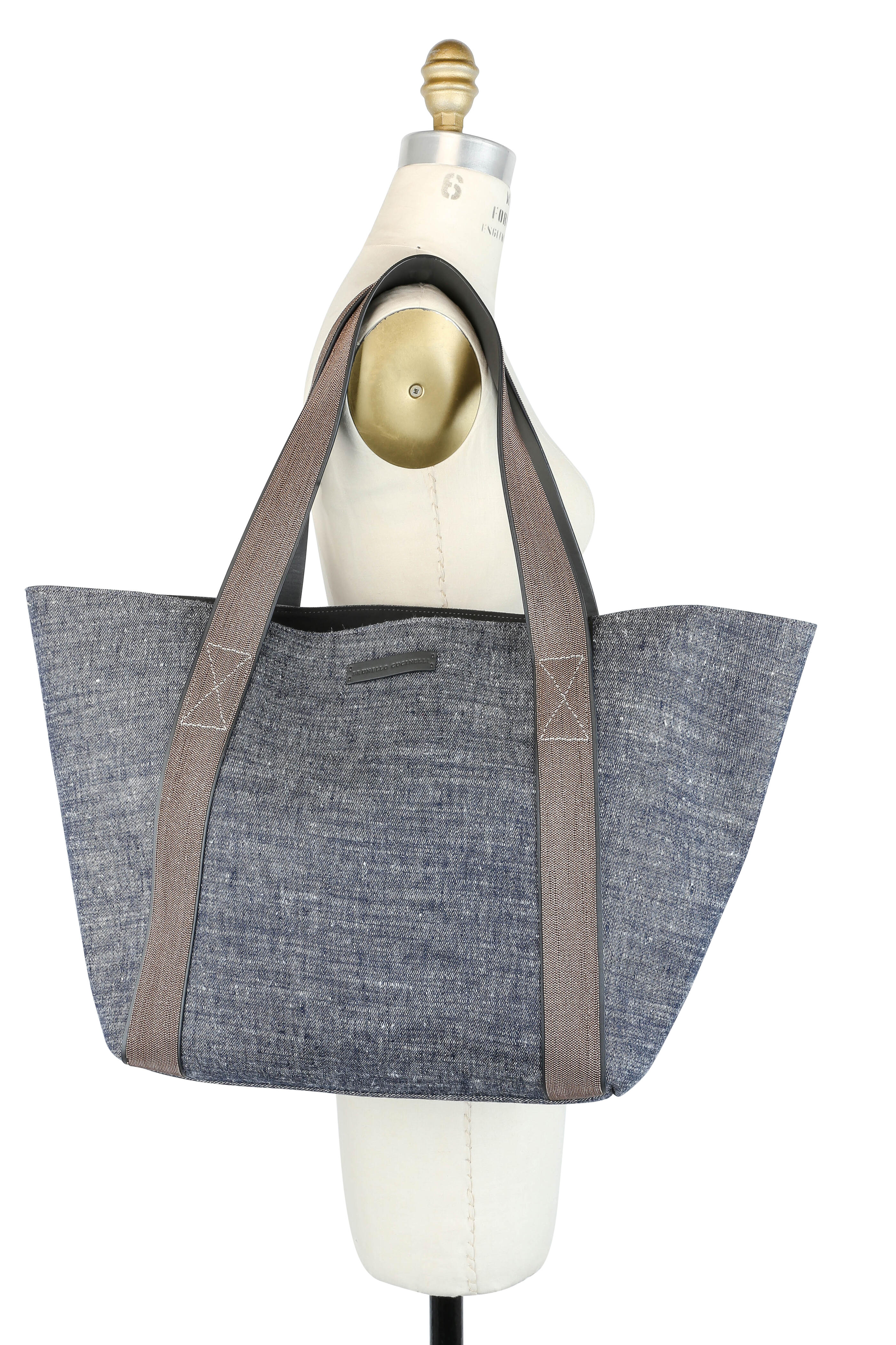 Jimmy choo 9 to 5 tote In denim with leather trims in navy