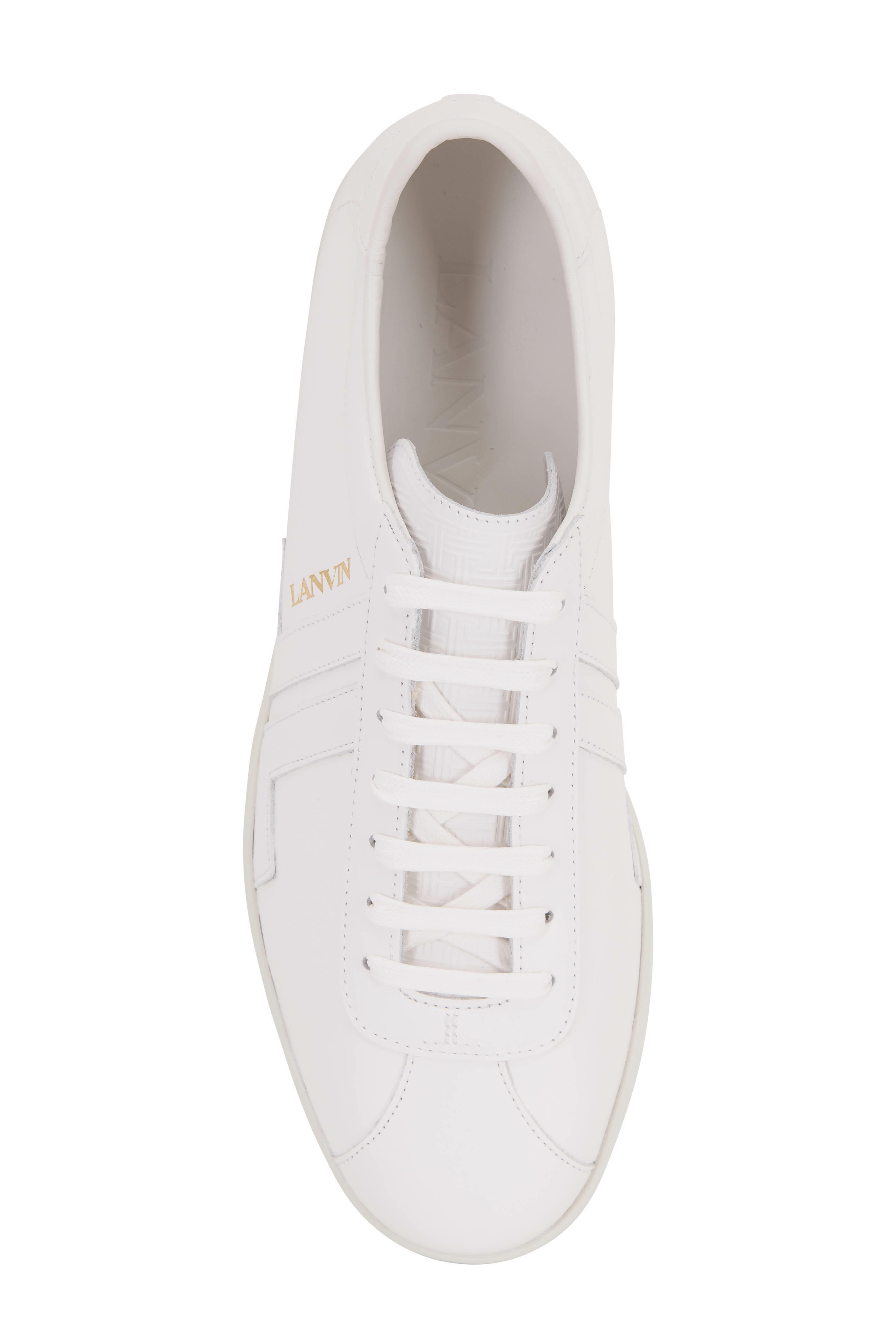 Lanvin - Glen White Leather Low-Top Sneaker | Mitchell Stores