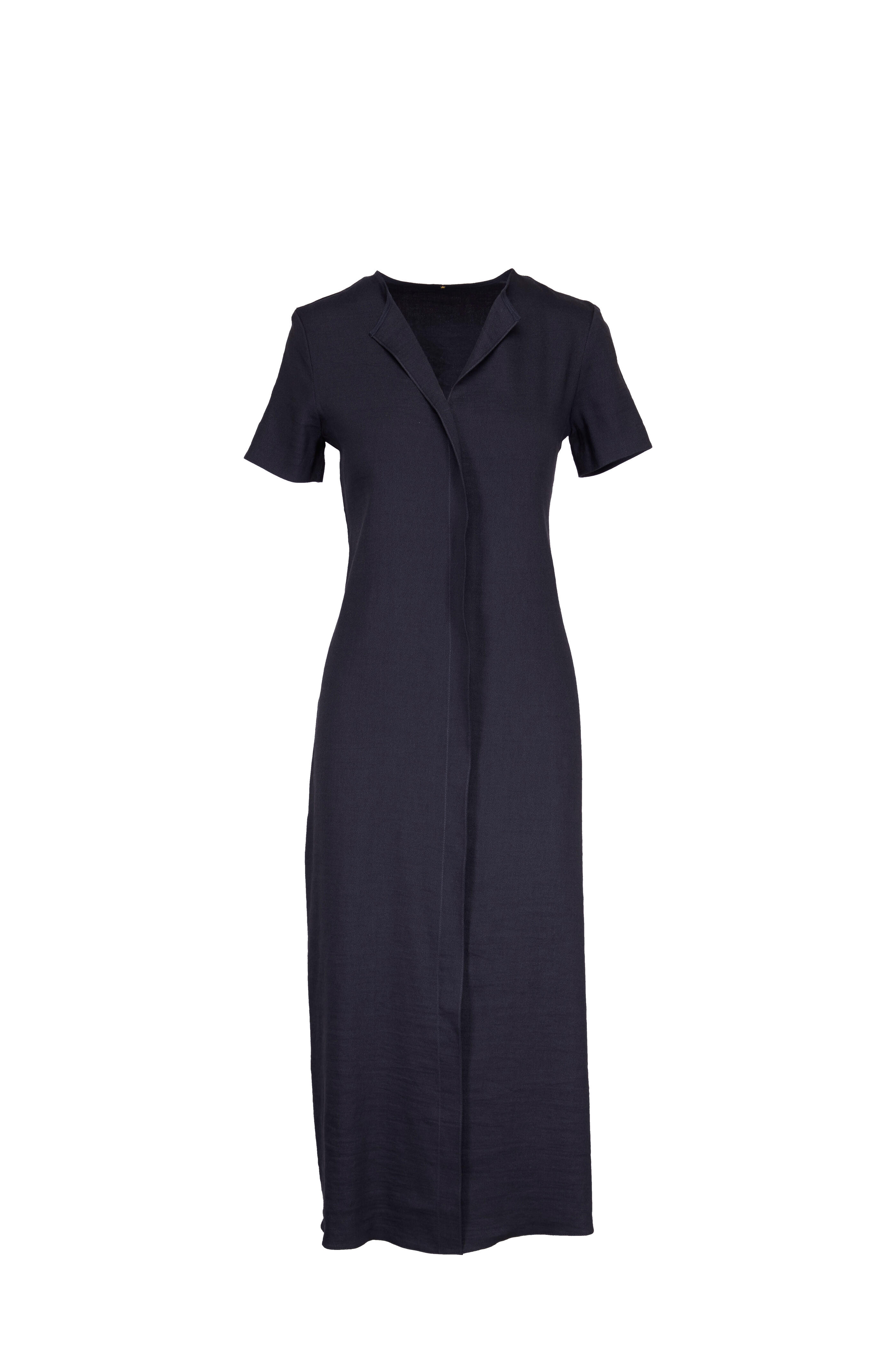 Peter Cohen - Anthracite Linen Blend Short Sleeve Dress