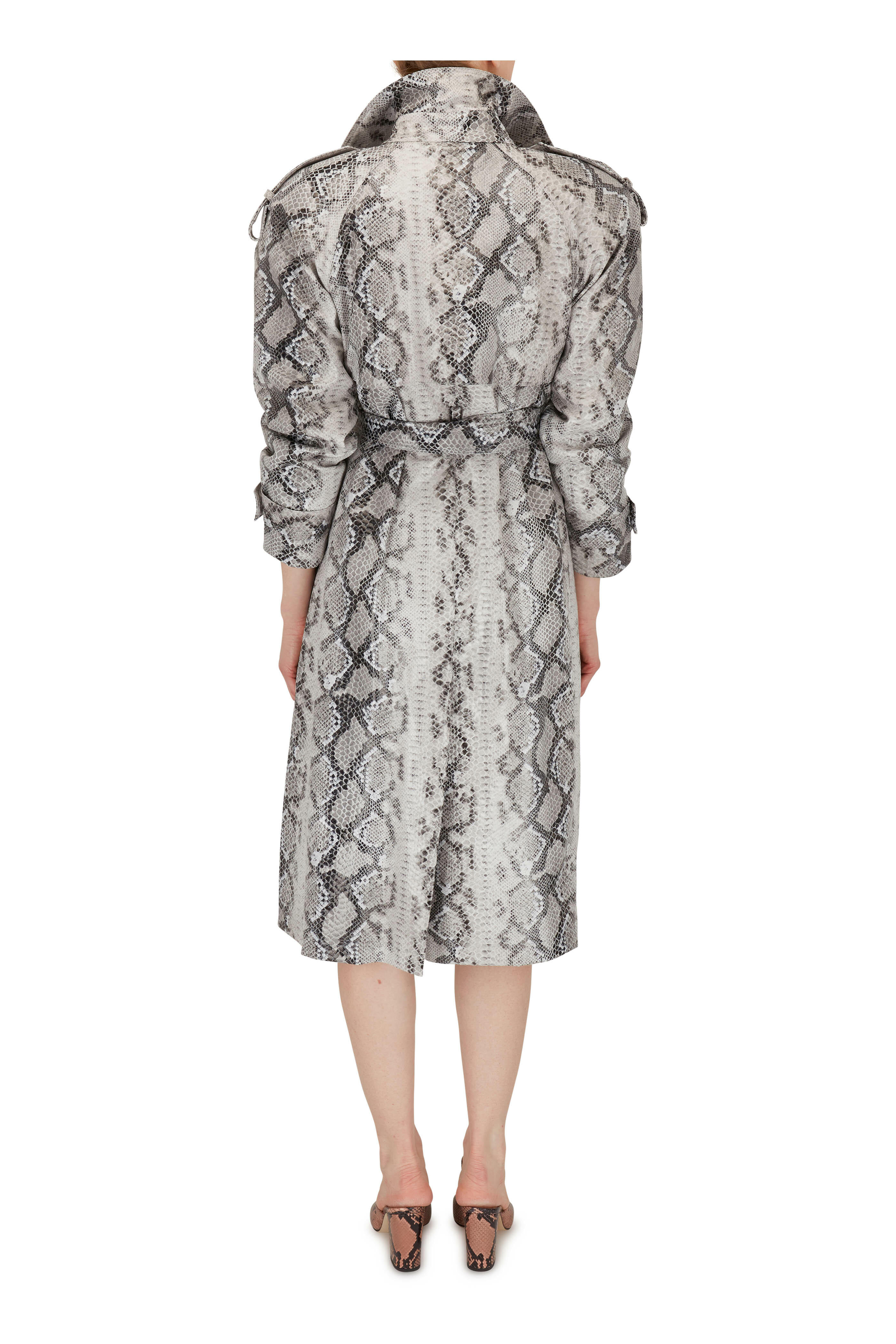 Paris Texas - Blush Python Embossed Chunky Heel Mule, 80mm