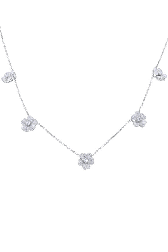 Oscar Heyman Platinum & Diamond 5 Station Floret Necklace