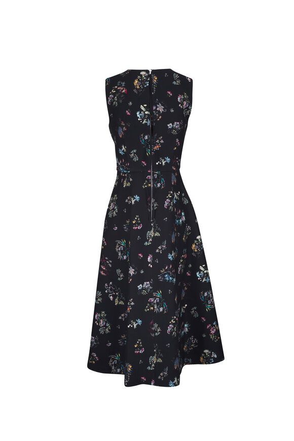 Adam Lippes - Eloise Black Floral Print Wool & Silk Midi Dress