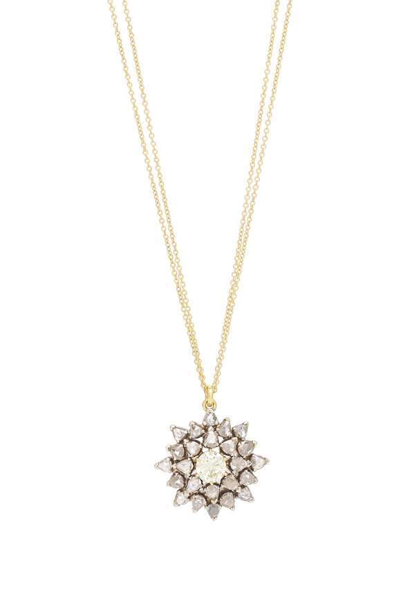 Renee Lewis 18k Yellow Gold Diamond Starburst Necklace - view 2