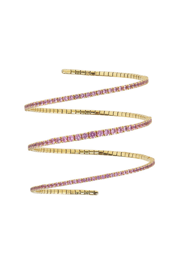 Rahaminov Three Row Pink Sapphire Coil Wrap Bracelet