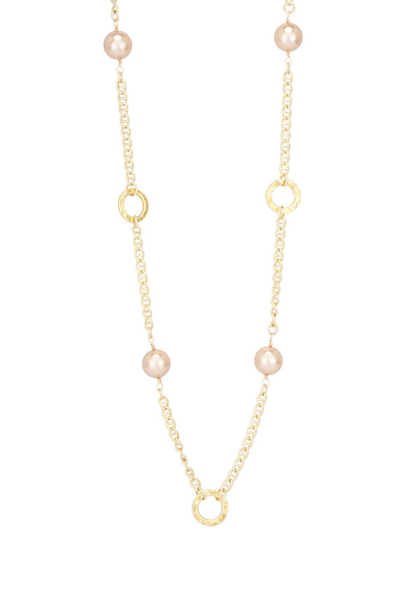 Cristina V. Hammered Hoop Pearl Necklace - view 1