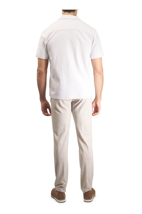 Vince White & Tan Seersucker Short Sleeve Shirt - view 4