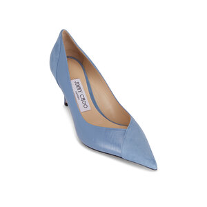 Jimmy Choo - Cass Smokey Blue Suede & Patent Pump, 75mm Jimmy Choo - Cass Smokey Blue Suede & Patent Pump, 75mm