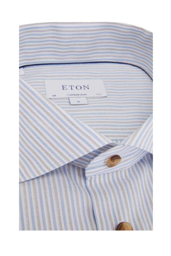 Eton - Blue Oxford Stripe Dress Shirt