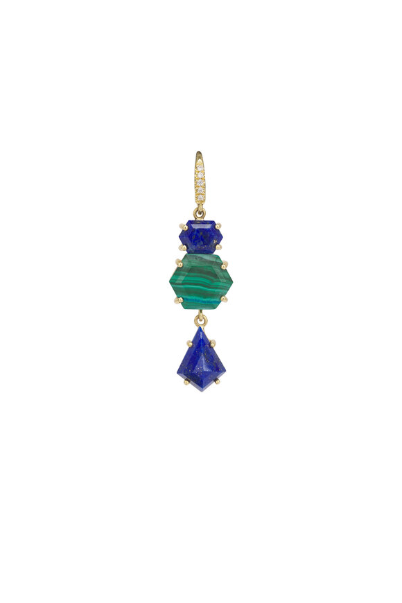 Lauren K 18k Yellow Gold Lapis Drop Earring - view 2