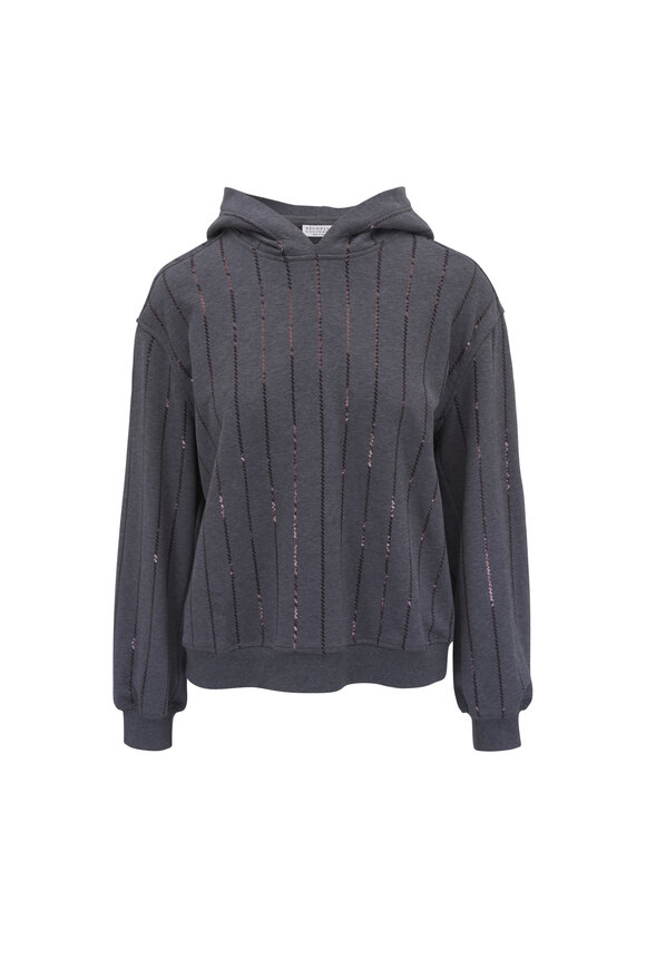 BRUNELLO CUCINELLI ダークグレー のサマーセーター Brunello Cucinelli - Medium Gray Wool & Cashmere Quarter Zip