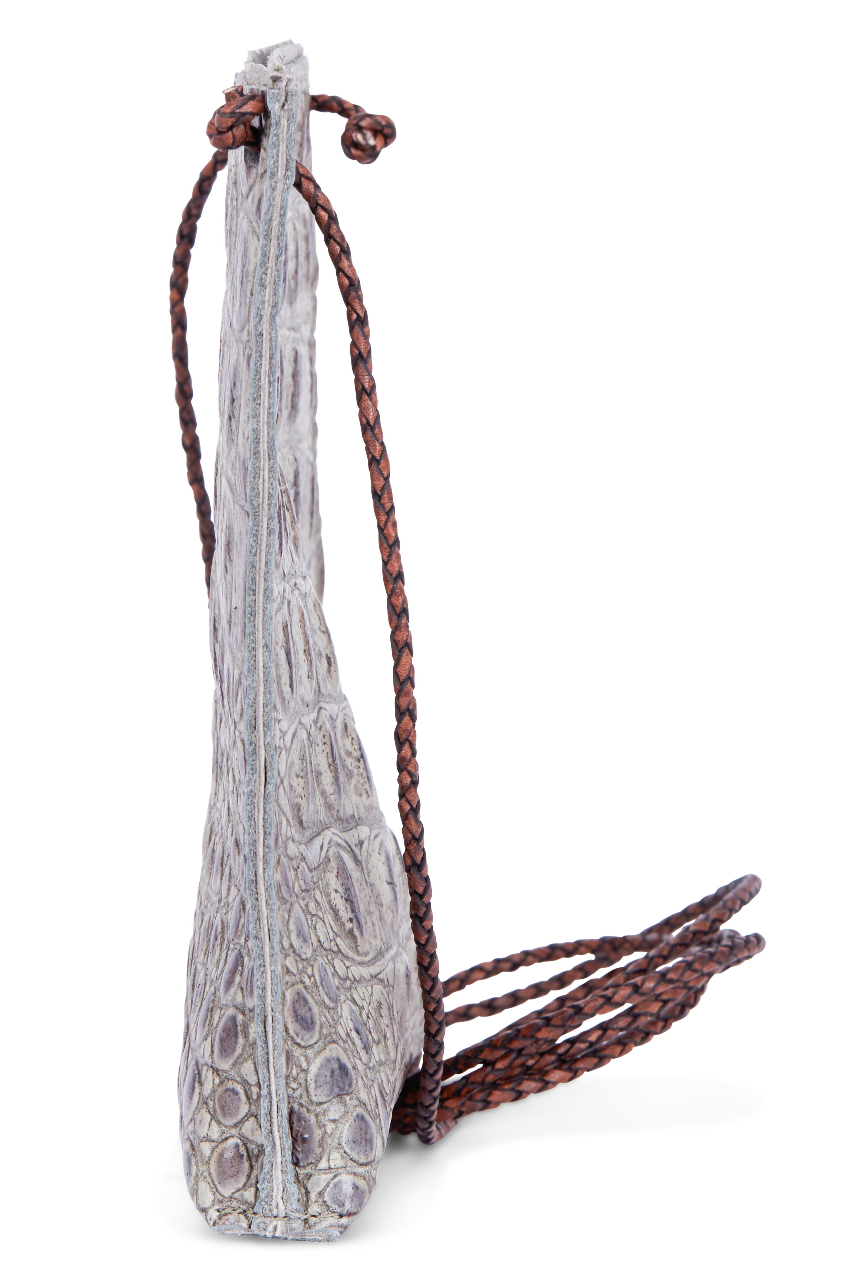 B May Bags - Smokey Gray Embossed Crocodile Cell Pouch