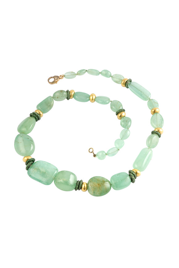 Sylva & Cie Green Beaded Rondell Necklace - view 1