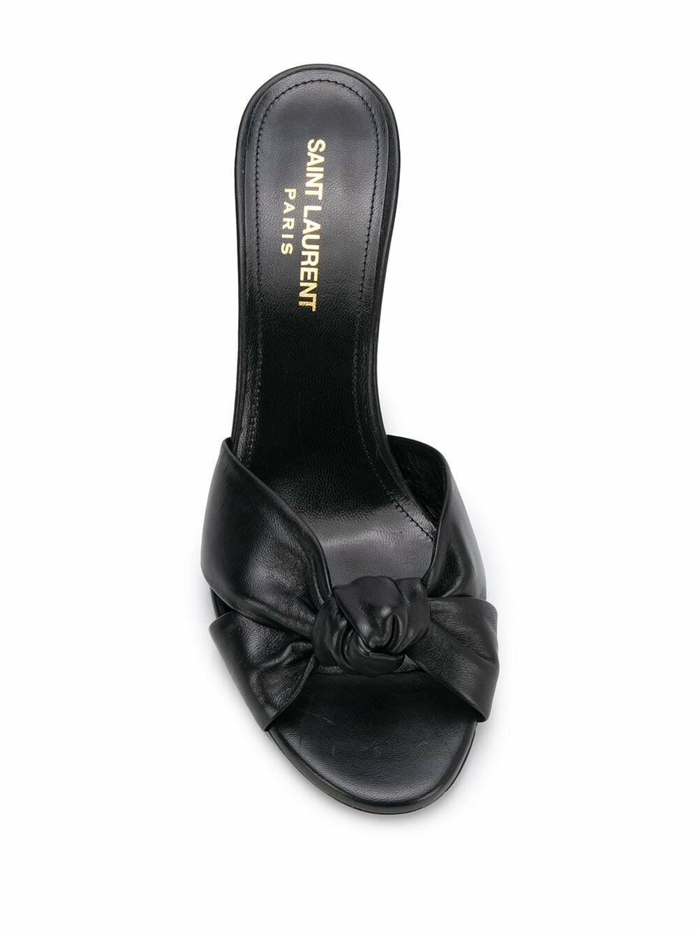 Saint Laurent - Bianca Black Leather Knotted Mule, 75mm