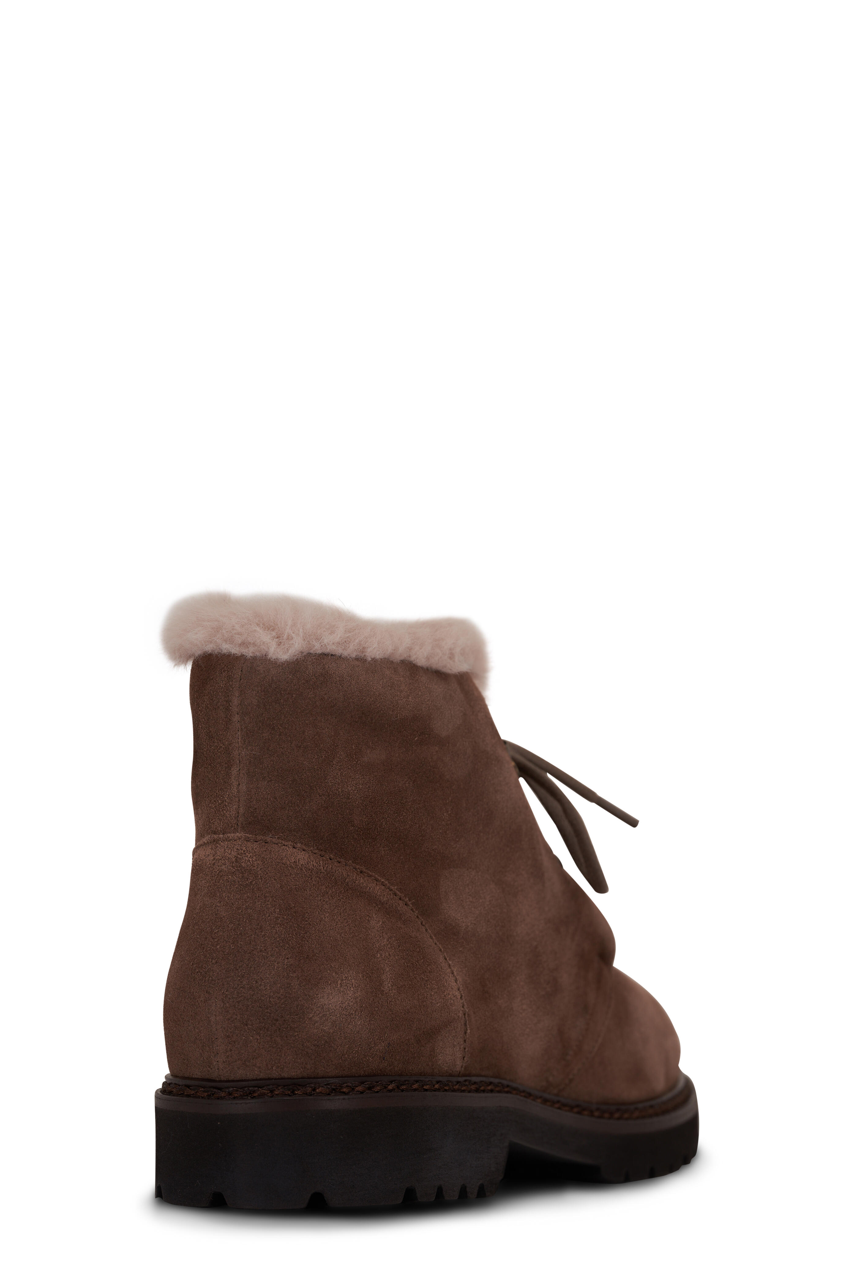 Aquatalia Madelina Elk Taupe Silky Suede Lace Up Boot