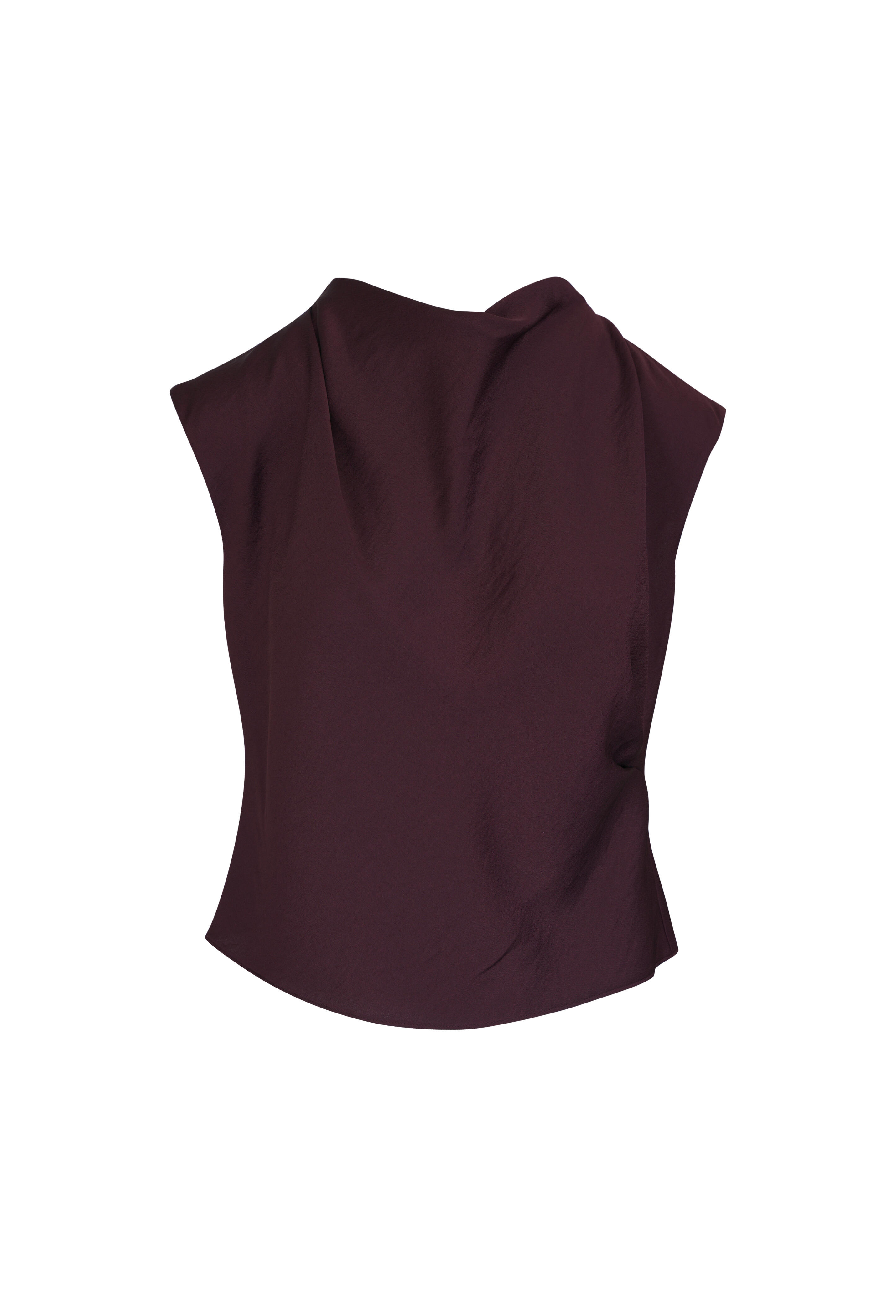 Vince - Fig Satin Draped Cowl Neck Top