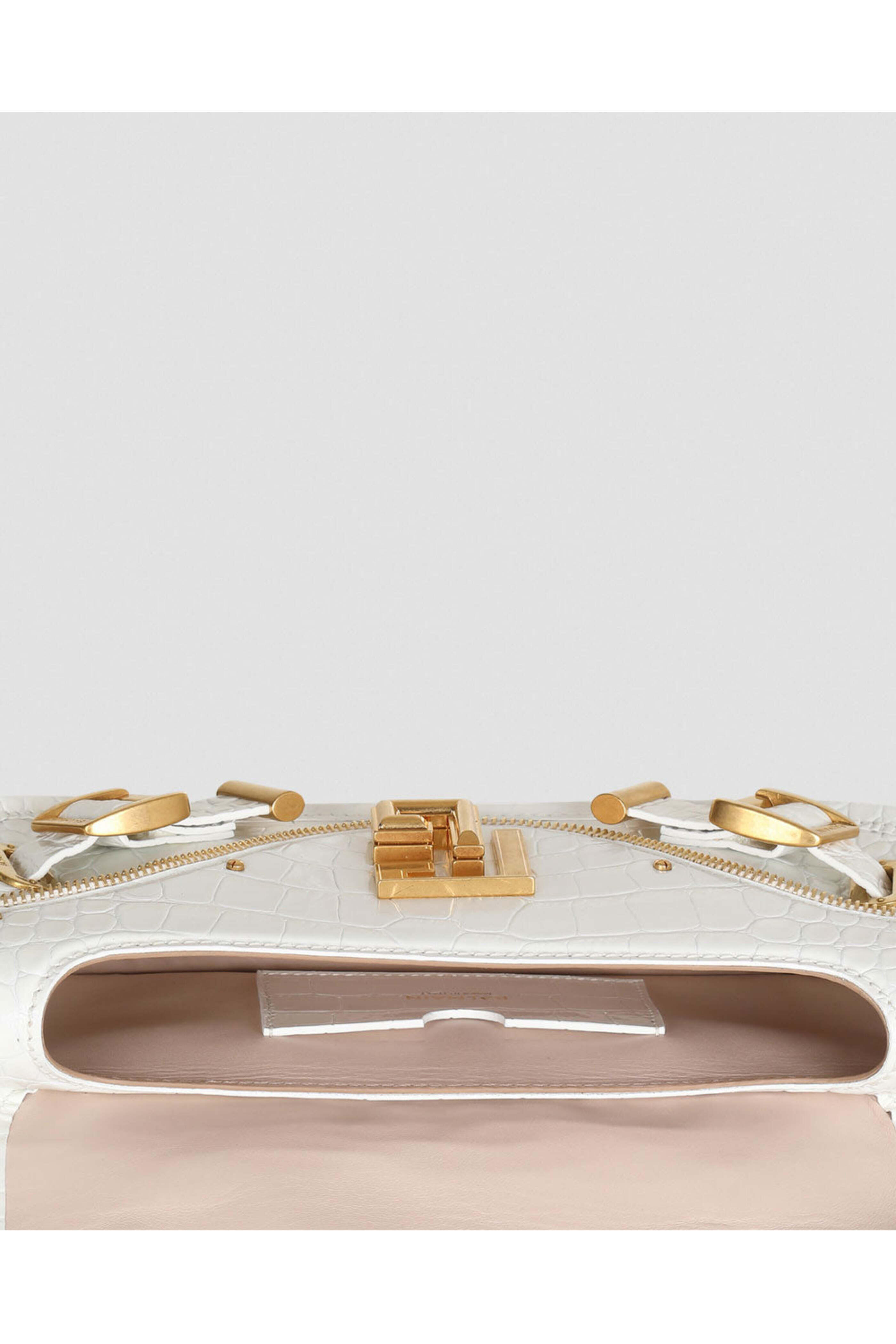 Balmain - Crocodile Embossed Blaze Clutch in Blanc