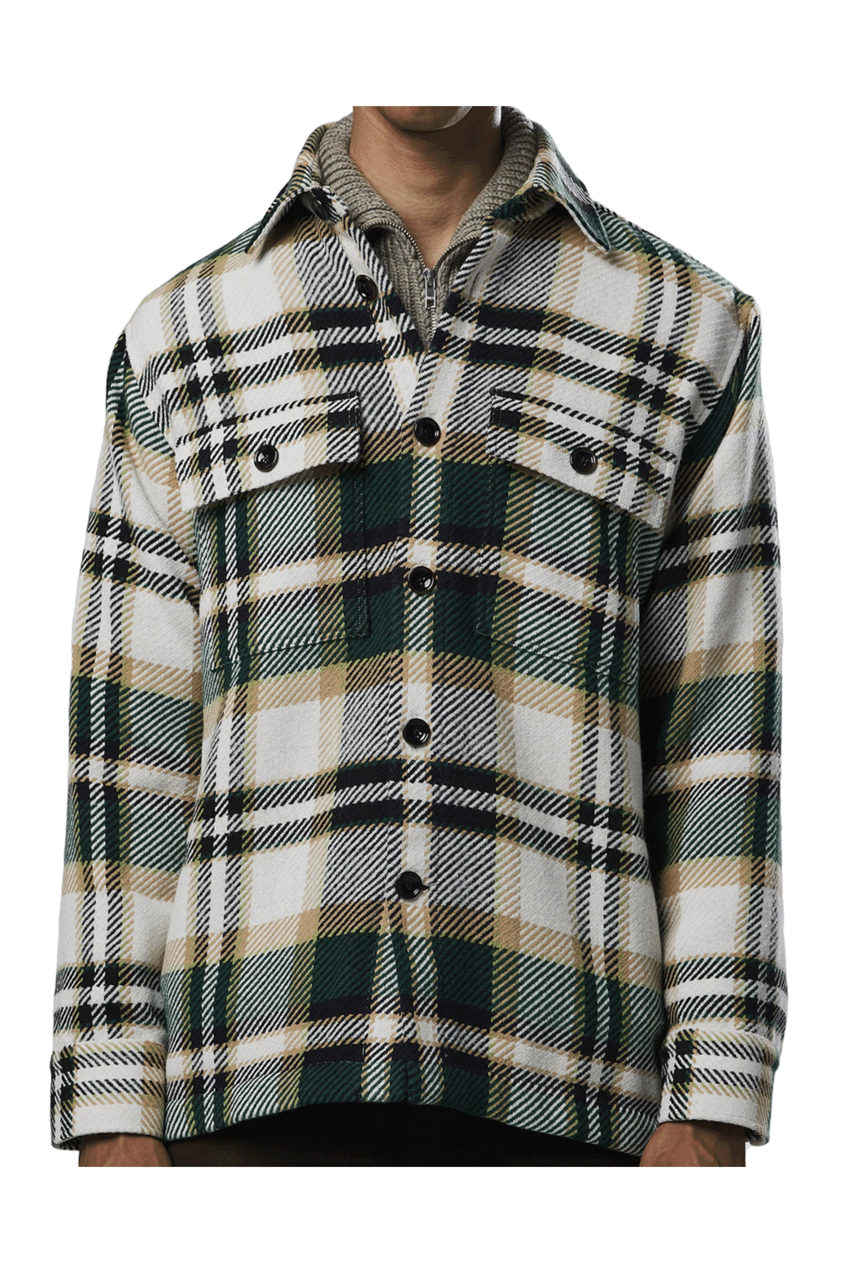 Nn07 - White and Green Soren Check Overshirt
