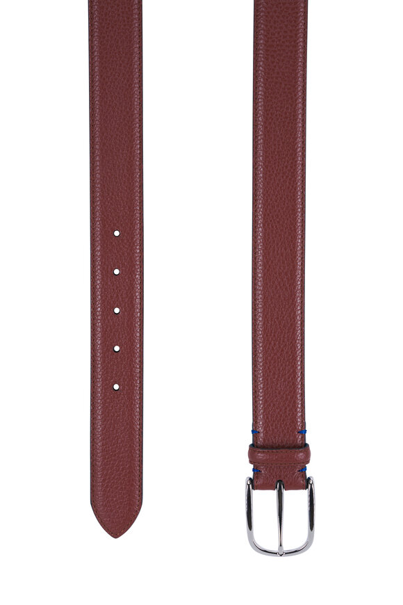 Paolo Vitale Chestnut Embossed Leather Belt - view 2