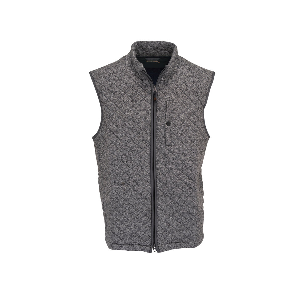Pull Polaire Matelassé Faherty Homme – XL, Gris Carbone, Manches Longues