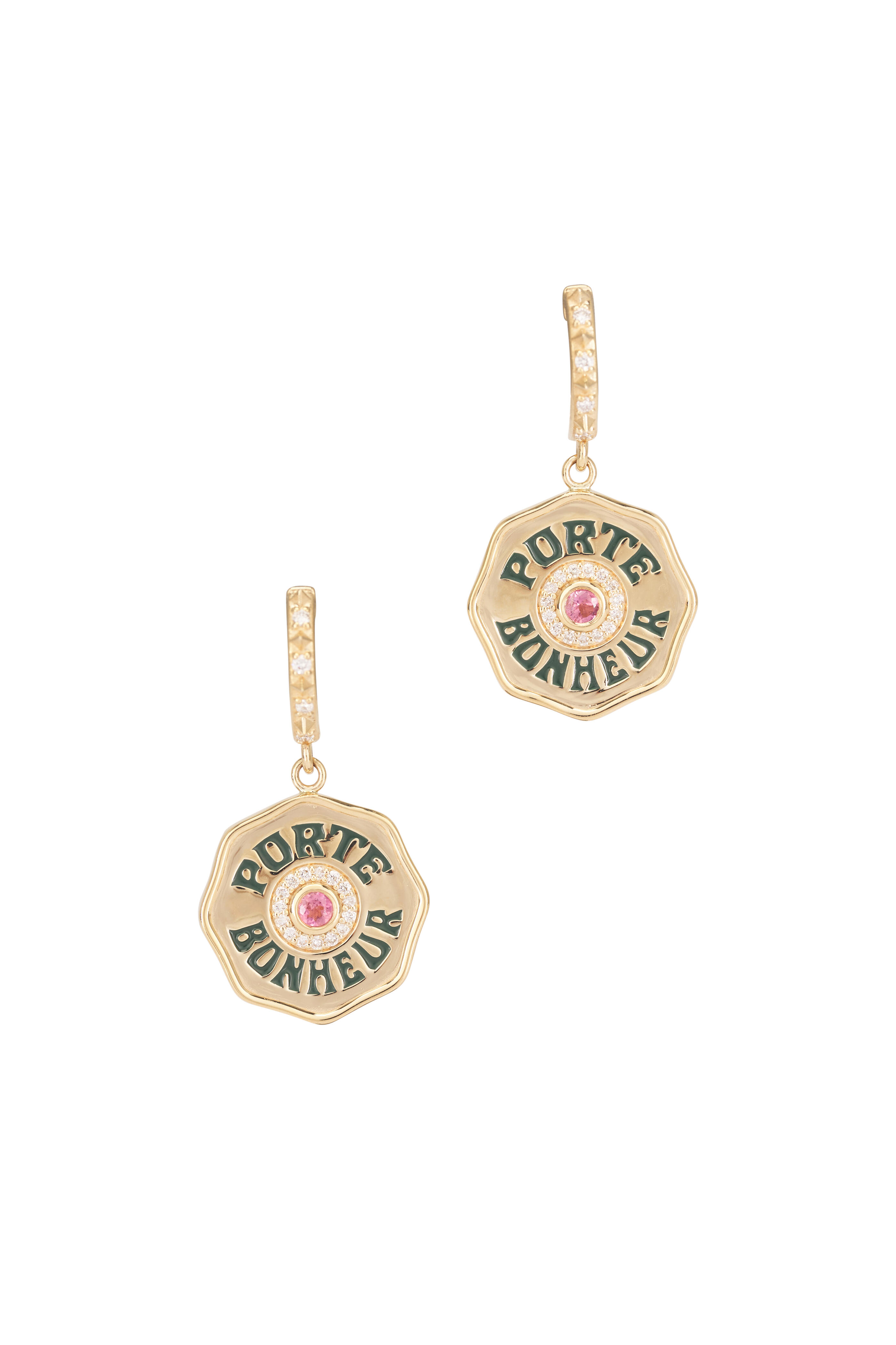 Marlo Laz - 14k Yellow Gold Mini Porte Bonheur Earrings - view 1
