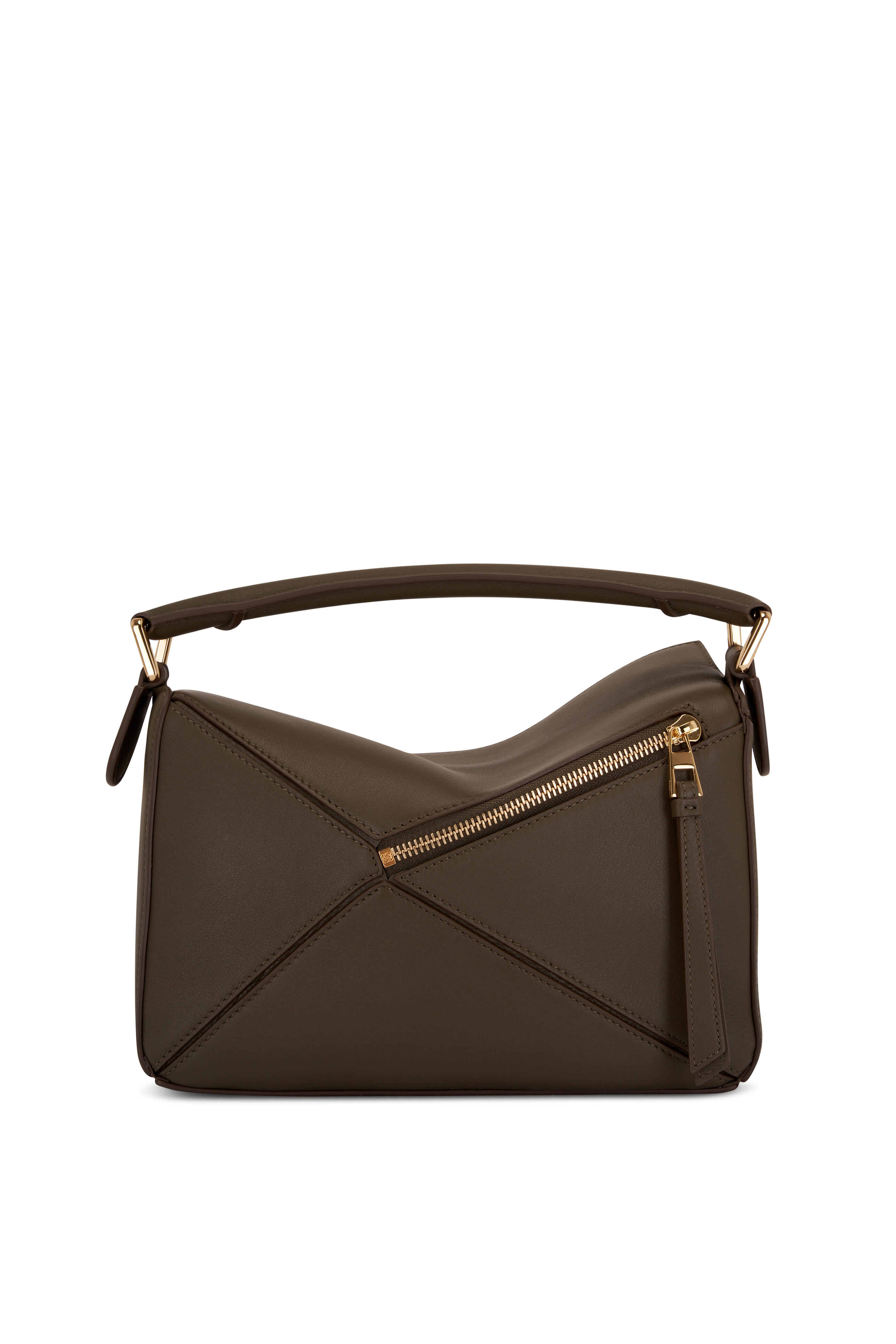 Loewe Puzzle Small Bag in Khaki Green & Soft White
