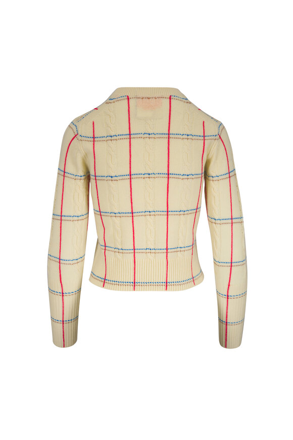Guest in Residence Shrunken Cream Check Crewneck Cashmere Pullover - view 3