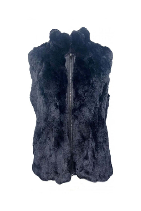Linda Richards Reversible Rex Rabbit Vest in Navy - view 1