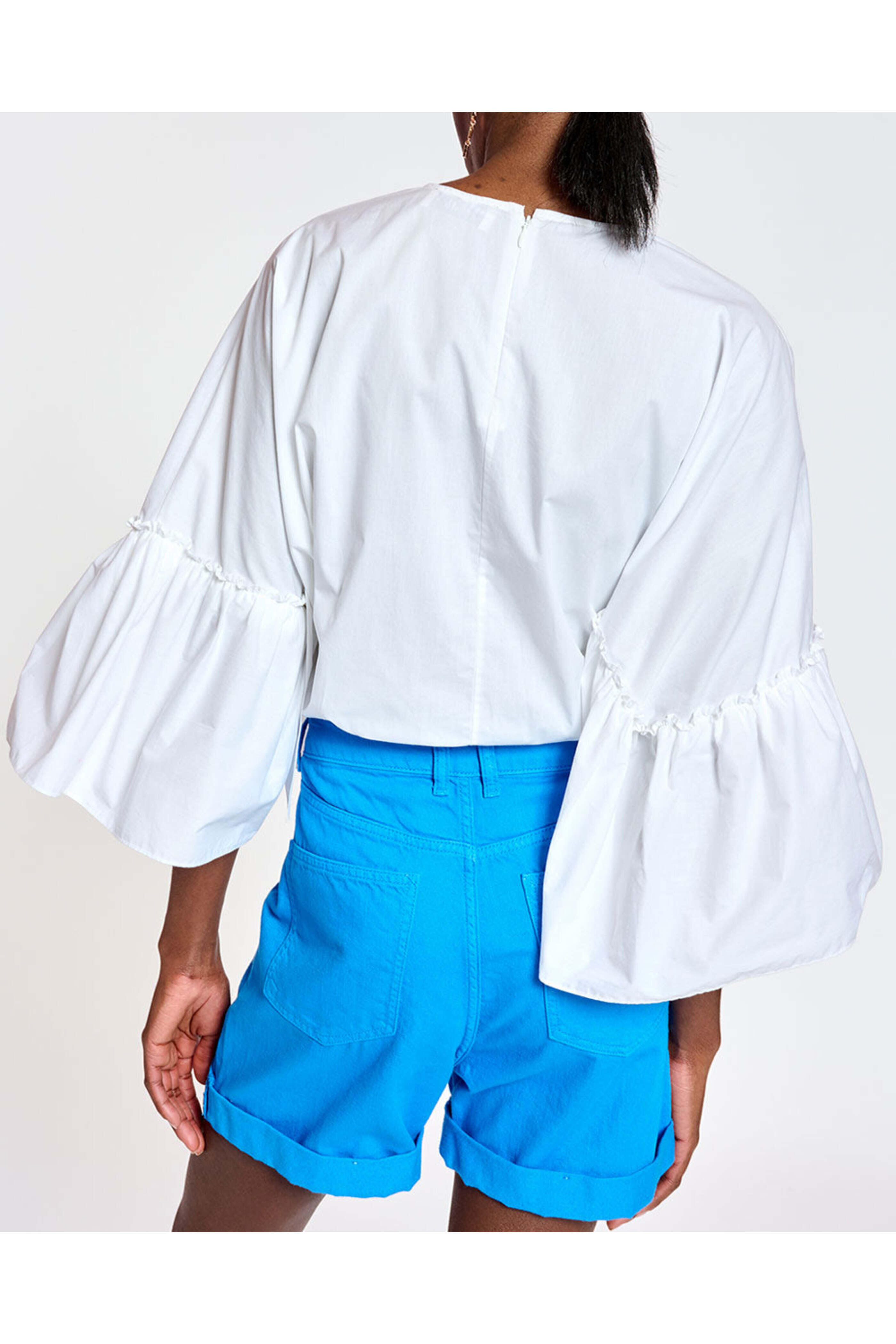 Essentiel Antwerp - White Blackberry Ruffle Sleeve Top