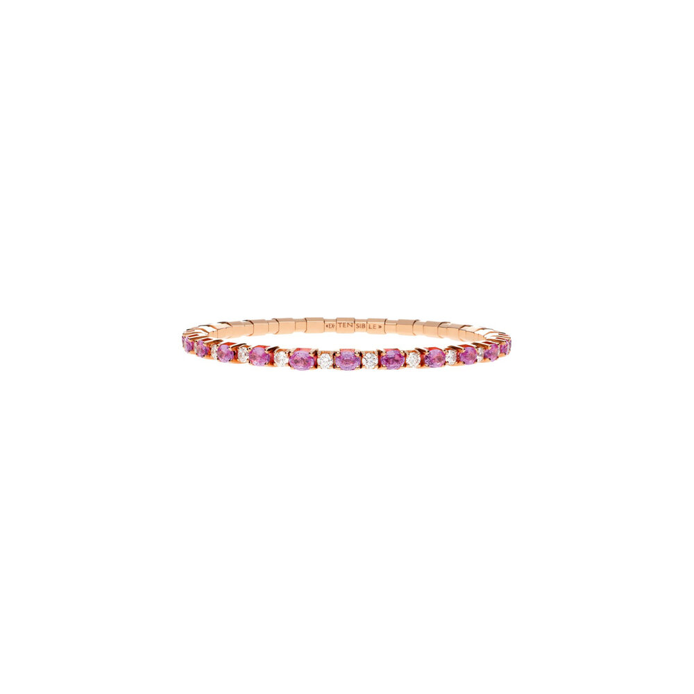 Extensible by Demeglio - Oval Cut Pink Sapphire & Diamond Stretch Bracelet