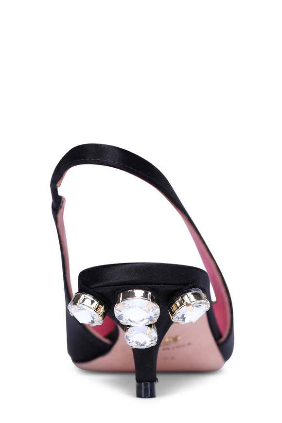 Giambattista Valli Black Crystal & Satin Slingback Pump - view 4